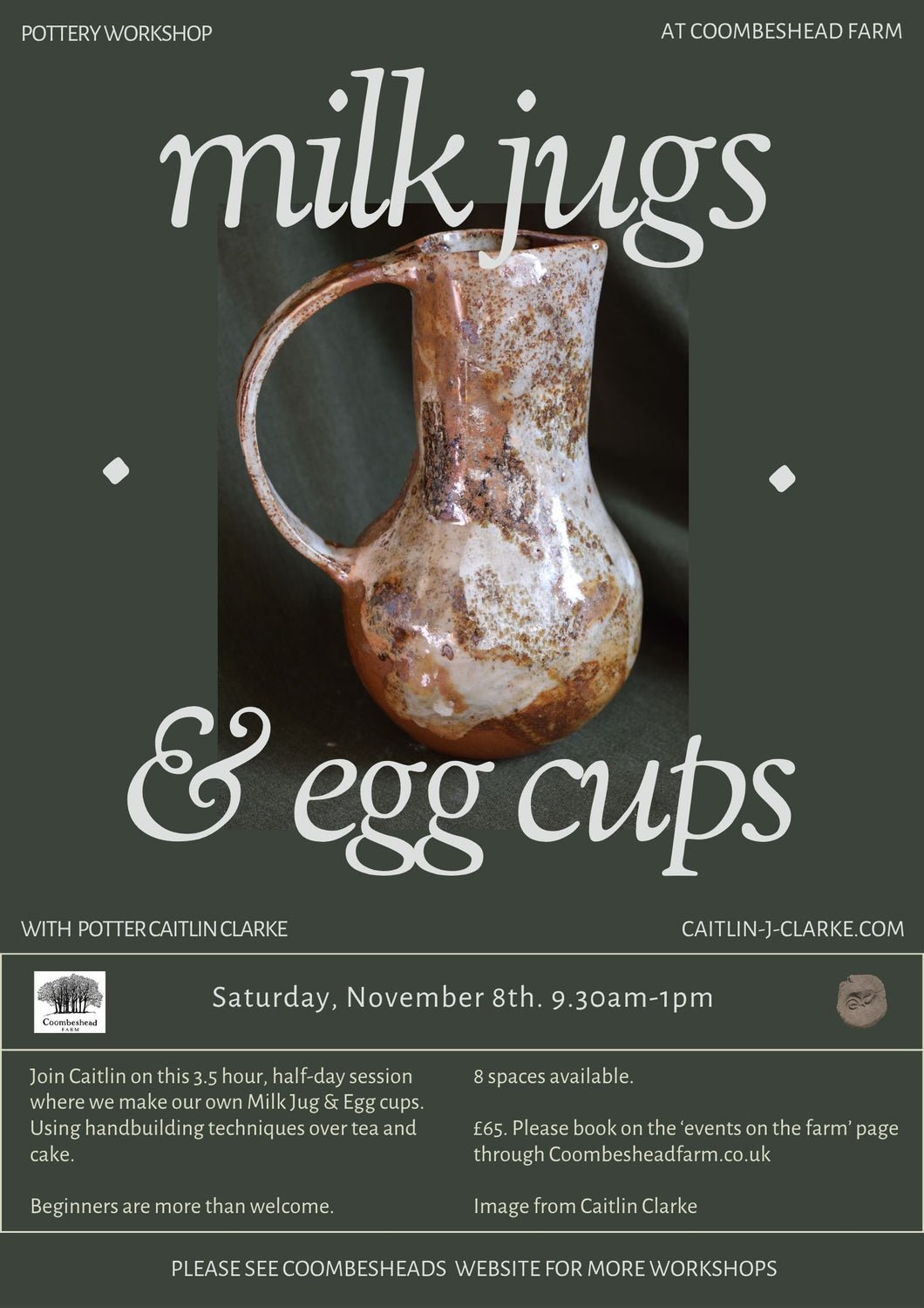 Saturday 8th November - Pottery Workshop: Milk Jugs and Egg Cups 9.30am - 1pm