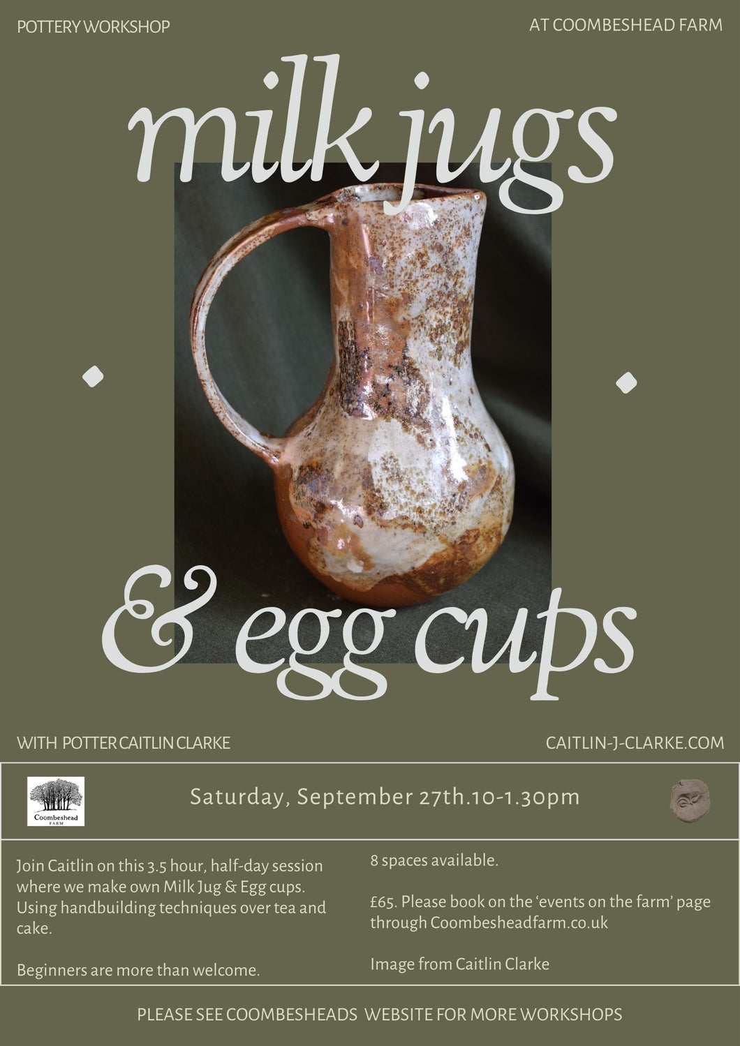 Saturday 13th September - Pottery Workshop: Milk Jugs and Egg Cups 10am - 1.30pm